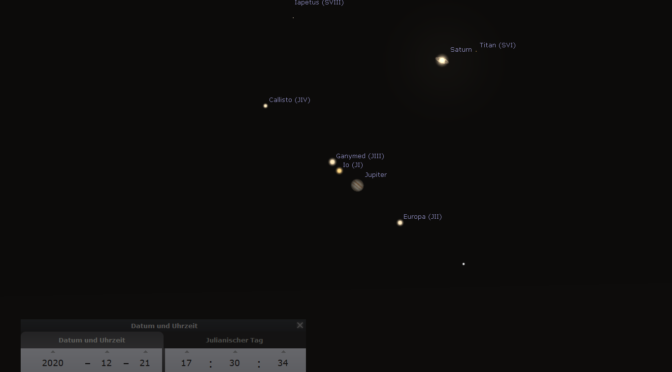 21.12. Große Konjunktion von Jupiter und Saturn